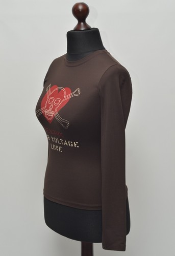 Prenda para el torso de amor de alto voltaje marrón Moschino vintage talla 38 hecha en Italia - Imagen 7 de 12