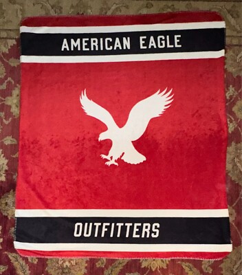 American Eagle Outfitters Red White Blue Soft Fleece Blanket Throw 60 x 50''  EUC