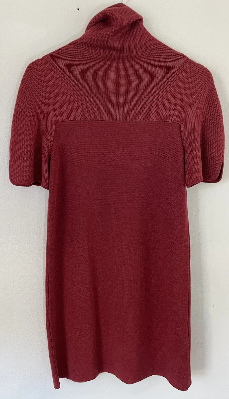 Abito donna Longchamp rosso marrone collo tartaruga maglione lana merino taglia M