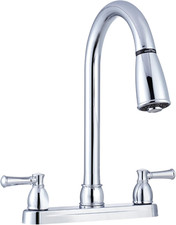 DF-PK350L-CP Non-Metallic Dual Lever Pull-Down Rv Kitchen Faucet - Chrome Polish