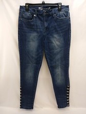 Seven7 Women's Jeans Size 33"x27.5" Blue Skinny Stretch Solid Mid-Rise Denim