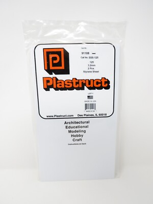 Plastruct 91108 White Styrene Sheets Plastic 0.125'' 3.2mm 7'' x 12'' SSS-125