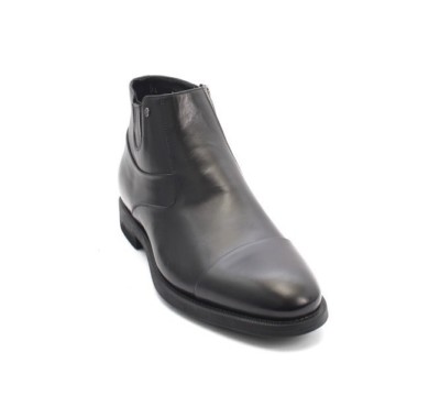 Roberto Serpentini 47205 Black Leather Zip-Up Ankle Boots 45 / US 12