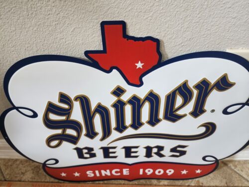 INSEGNA SHINER BOCK BEER Spoetzl Brewery TEXAS COTTONBALL Uomo Cave Bar Metallo - Foto 2 di 5