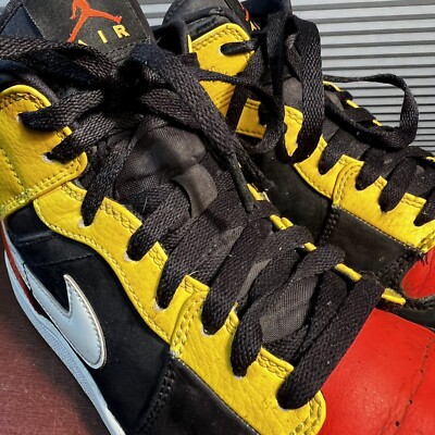 Nike Jordan 1 Mid SE Amarillo Mens Sz 10 Team Orange Yellow Black