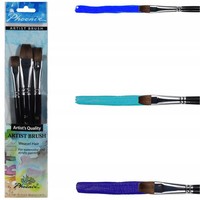 Phoenix Wieselhaar Flachpinsel Set 3-Tlg – Aquarell & Acryl Pinsel Flach Was