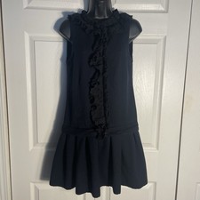 Vintage Marc By Marc Jacobs Dress Women 4 Black Drop Waist Eyelet Lace Ruffle