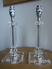 PAIR OF LAURA ASHLEY VINTAGE CIRCA 2008 PALOMA GLASS LAMP BASES 30CMS HIGH