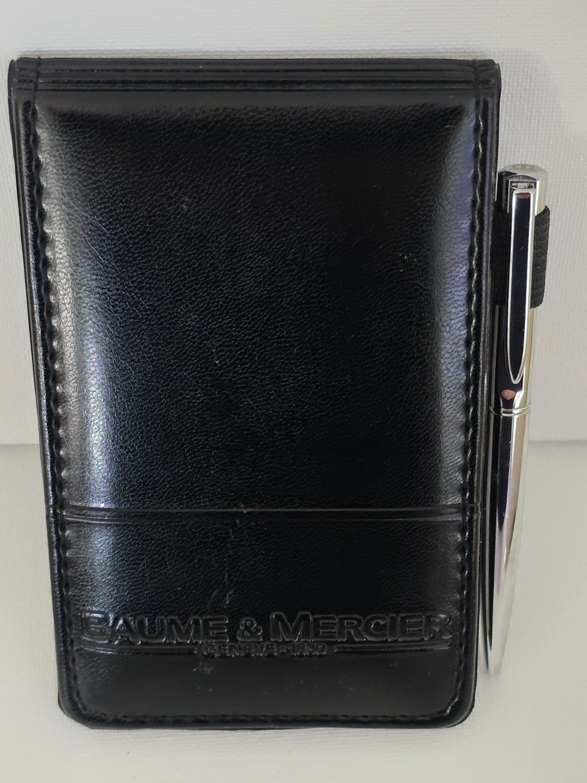Baume & Mercier Business Personal Black Leather Note Pad and Pen Extremely RARE