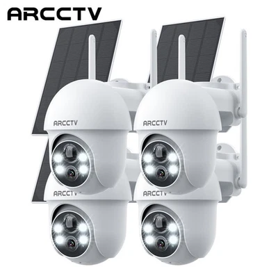 ARCCTV 4 PACK WIFI Security Camera System Pan Tilt Outdoor Solar Battery Powered