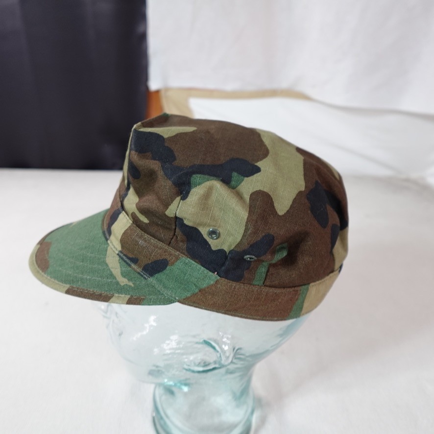 Vintage USMC Hat Cap Woodland Green Camo Type 1 Utility Cover US Marine Corps