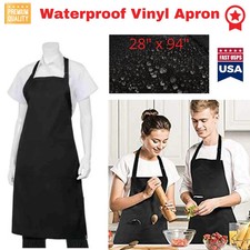 Waterproof Rubber Vinyl Apron with 2 Pockets Dishwashing For Women Men Kitchen
