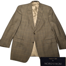 Hart Schaffner Marx Gold Men Blazer 46L Multicolor Check Wool USA Long USA Made