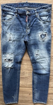 Dsquared2 Slim Skater Jean Herren Gr. 48 Blau Cropped Ripped Bleached 578 