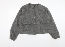 PrettyLittleThing Women Grey Basic Jacket M Lined Button Front
