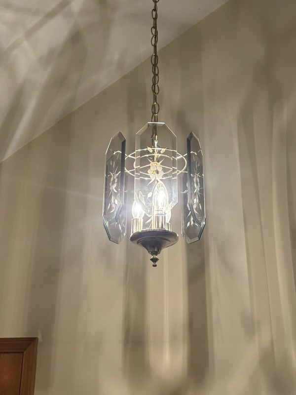 Regency Hollywood Floral etched glass chandelier 