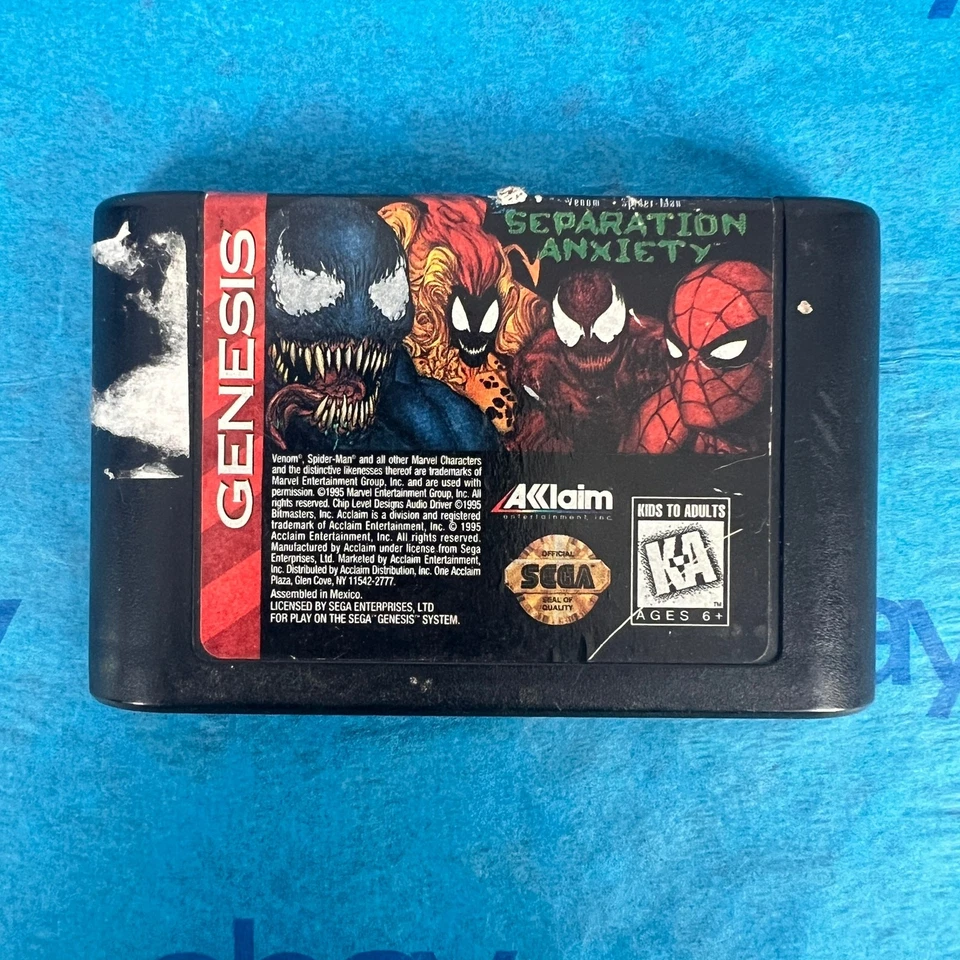Venom/Spiderman Separation Anxiety (Sega Genesis, 1995) Authentic OEM Cartridge - Image 2 of 4