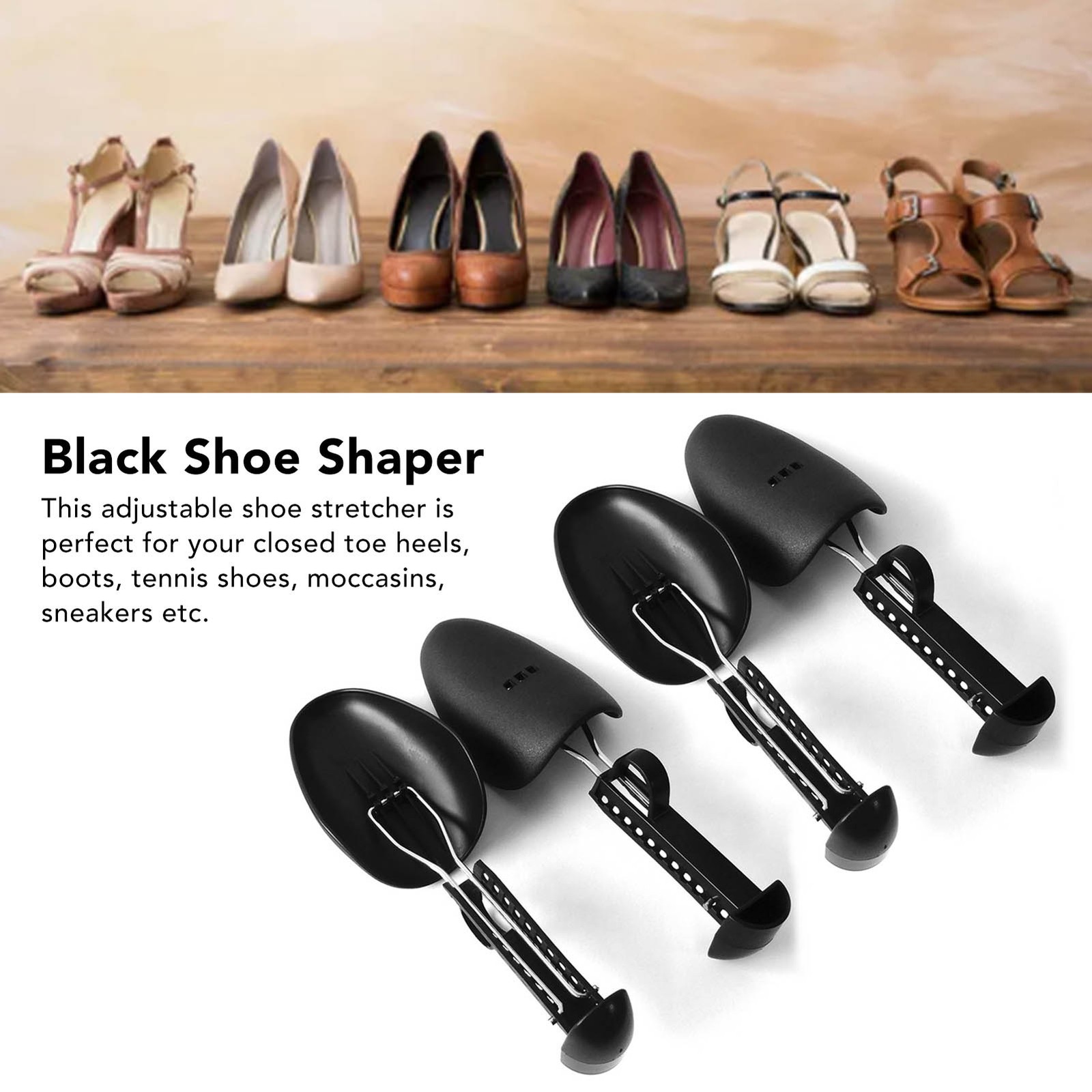 New 4PCS Shoe Tree 25cm To 30cm Adjustable Shoe Shaper Black Iron Plastic Shoe