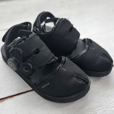 SUICOKE HAKU-ab Sandals Black Tabi Shoe Atop Dial Lacing System Split-Toe EU36.5