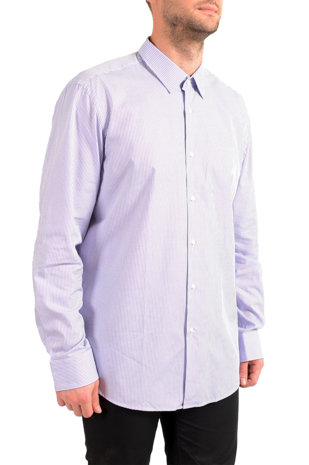 Мужская рубашка в полоску Hugo Boss Eliott Regular Fit US 17 IT 43 11790₽