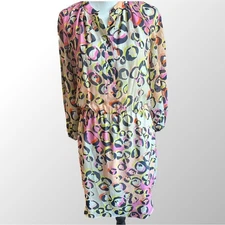 Trina Turk Dress Women's Size 6 Leopard Animal Print Multi Color 100% Silk