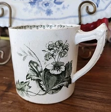 Antique Moore Leason & Co.  Green Transferware Aesthetic Movement Mug