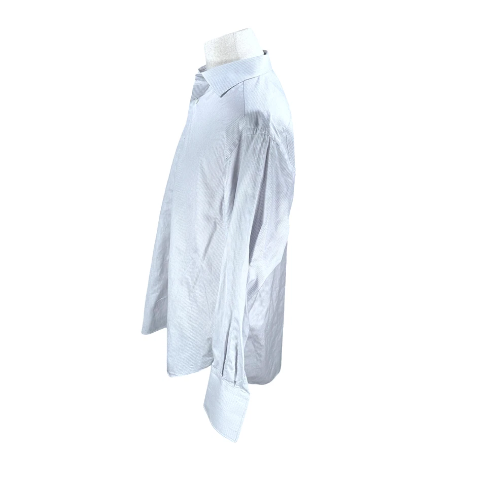 Brioni Neiman Marcus Dress Shirt Men’s Large 16.5 White Blue Striped French Cuff - Image 4 of 4