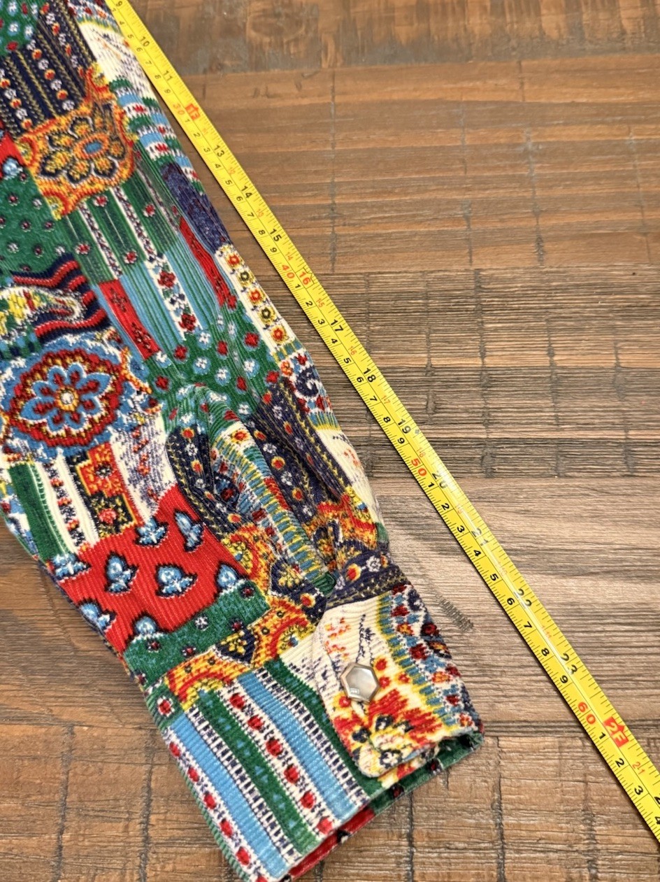 Vintage Patchwork Corduroy Button Down Shirt Boho… - image 11