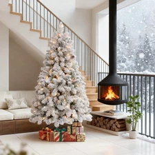 4 ft Prelit Snow Flocked Artificial Christmas Tree with 150 Lights Foldable Base