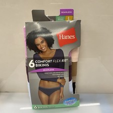 Hanes Pack of 6 Seamless Comfort FlexFit Bikinis Underwear Panties size L large