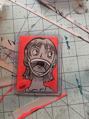 One Piece Artist Rendition Straw Hat Crew 1:1 Art Card Nami Inked and Paint #1