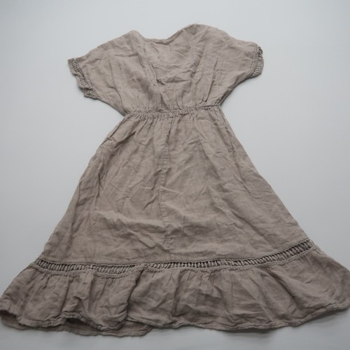 Lungo L'Arno 100% Linen Dress Size Medium Brown A Line Boho Casual Italy - Picture 8 of 11