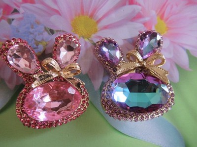 STUNNING LIGHT PINK PURPLE IRIDESCENT RABBIT BUNNY BROOCH NEW-  YOU CHOOSE