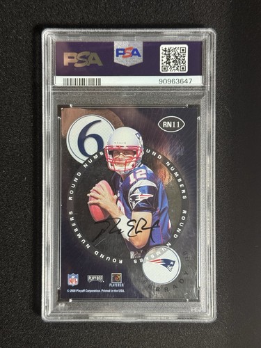 2000 PLAYOFF CONTENDERS ROUND NUMBERS AUTOS MARC BULGER TOM BRADY PSA AUTO 9 RC