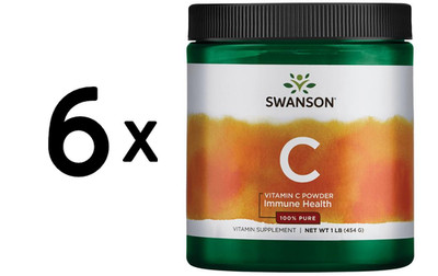 6 x Swanson Vitamin C Powder, 100% Pure - 454g (41,19 EUR/kg)