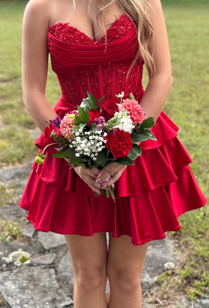 homecoming dress with bell sleeves A Line High Neck Bell Sleeves Homecoming Dresses