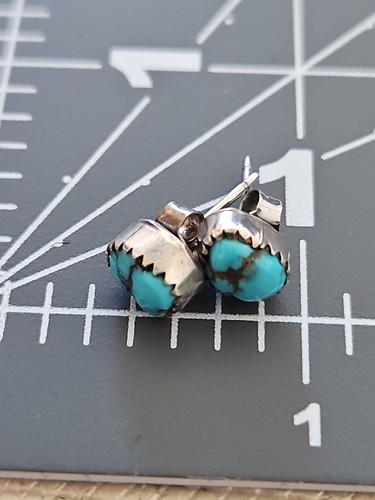 Sterling silver turquoise studs,Silver earrings,Blue