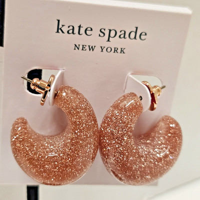 kate spade - Adore-ables - Glitter Huggie Hoop Earrings - Rose-gold NWT- $58