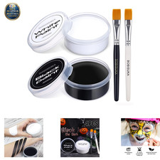 Face Paint Set Oil Based Black White Large Capacity Palette Kit with Brushes for