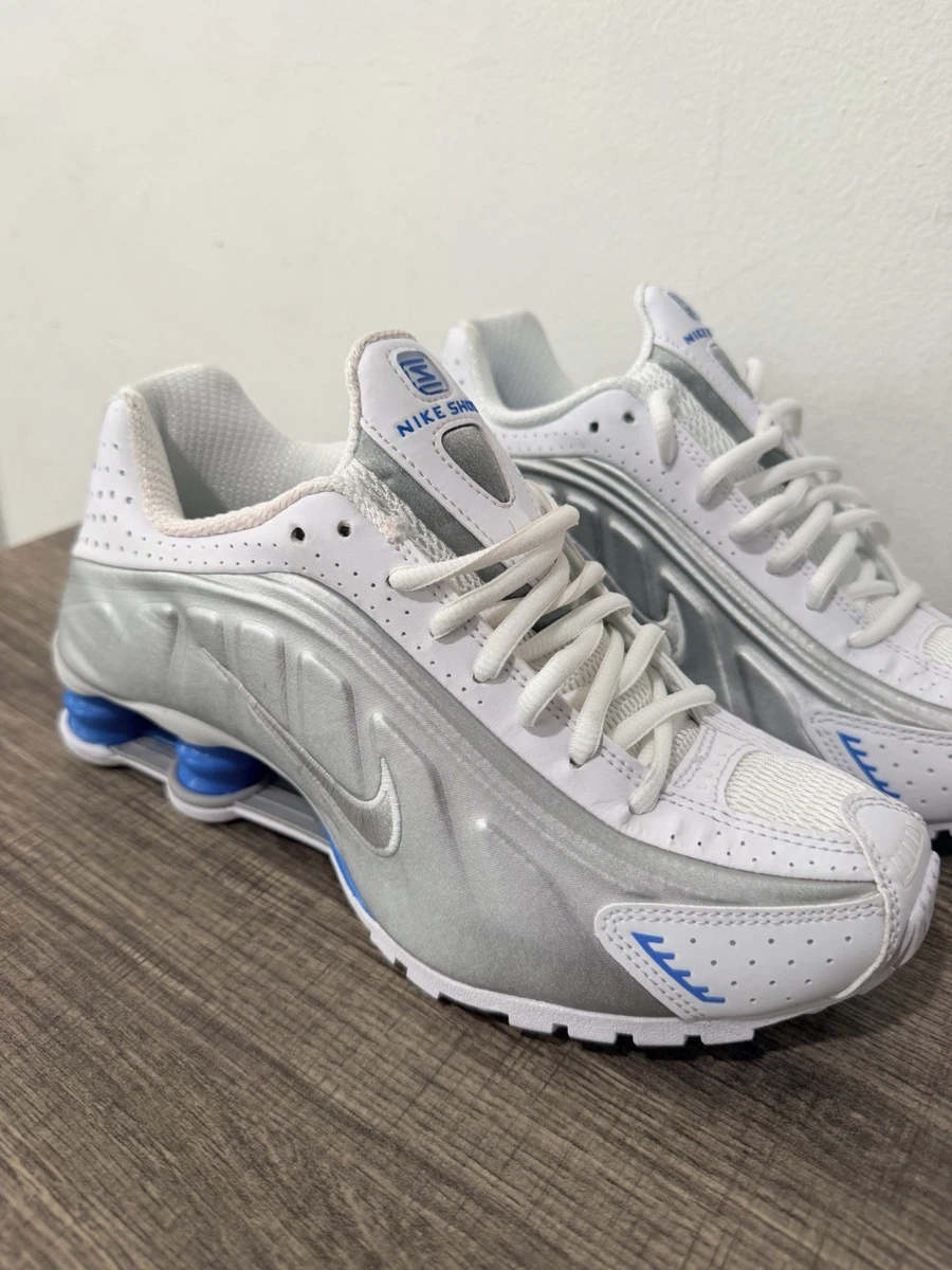 Nike Shox R4 White Metallic Silver Blue Hero W for sale | eBay