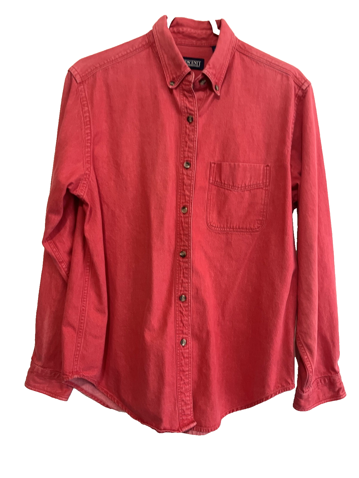 lands end button down shirt women  Reddish Pink  Vintage SZ M 100%cotton