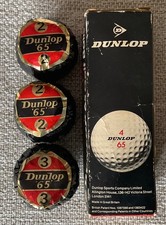 Three DUNLOP 65 Golf Balls NEW in ORIGINAL WRAPPERS with BOX. Made in GB 1.62