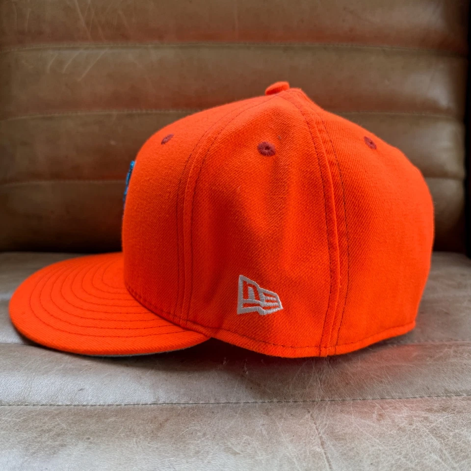 New Era New York Mets Saftey Naranja 2017 Jugadores Fin de Semana, Gris UV 7-3/8 Usado Foto 4 de 4