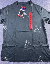 Splendid Shirt Womens Medium Black Floral Short Sleeve Modal Soft Tee Casual New