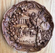 9” Vintage Carved 3D Wood Resin Decorative Wall Art-Sicilia