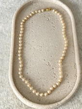 Vintage Cream Faux Pearl Necklace Gold Tone Clasp Bridal Formal Classic Collar