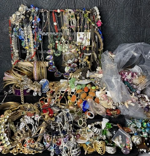 Huge Costume Jewelry Lot Murano Swarovski Kate Spade Rhinestone Trifari Necklace