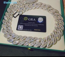 IcedOutVVS Moissanite Diamond Luxury 26MM925 Sv Jewelry Cuban LinkChain Necklace