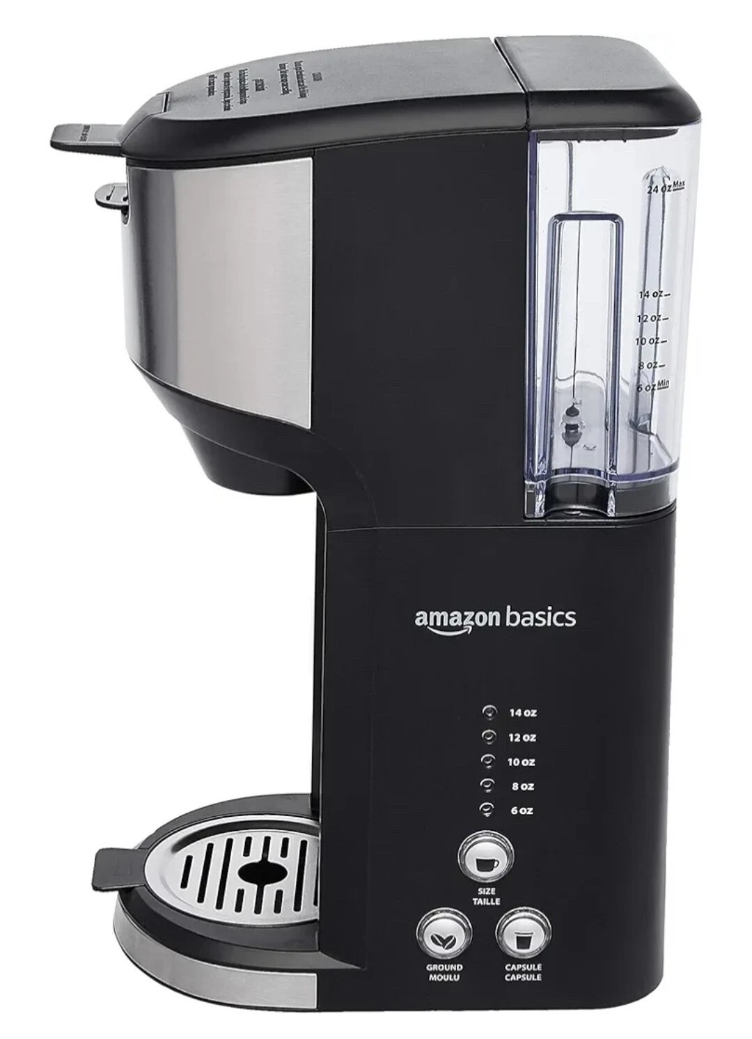 K-cup, 14 Oz, Black & Stainless Steel Machine
