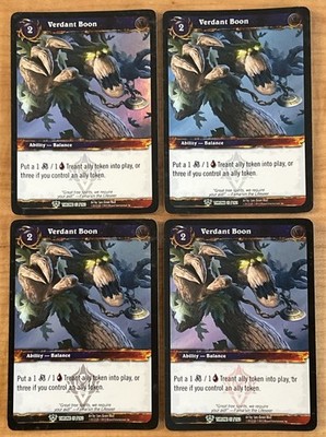 2012 World of Warcraft TCG Foil Promo Throne VERDANT BOON 37/263 (4) Cards NM/MT